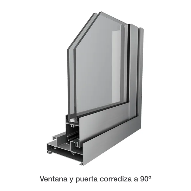 Perfil de aluminio de la línea AM40 en corte a 90 grados