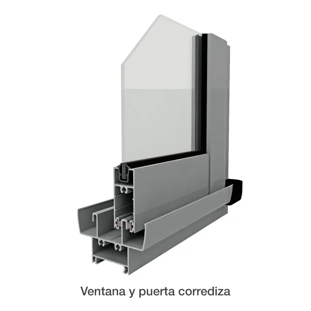 Perfil de aluminio de la línea MD en corte